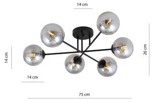 Плафонен полилей ROMA 6xE14/10W/230V черен/димчат