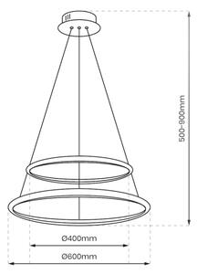 LED Пендел HOOP LED/51W/230V Ø 60 см 4000K черен