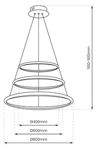 LED Пендел HOOP LED/93W/230V Ø 80 см 4000K лъскав хром