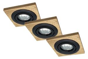 К-кт 3x Лампа за вграждане TOBBY 1xG9/20W/230V 11,5x11,5 см дъб/черен