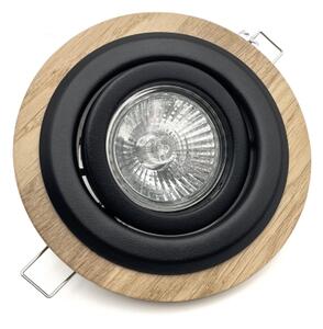 Комплект от 3 вградени таванни осветителни тела TOBBY 1xGU10/20W/230V Ø 11,5 cm дъб/черен