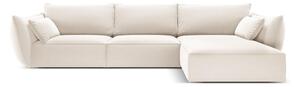 Бежов кадифен ъглов диван (десен ъгъл) Vanda – Mazzini Sofas