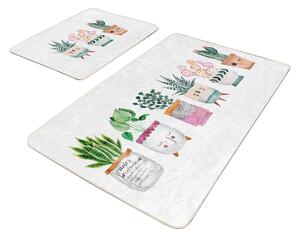 Бели кадифени постелки за баня в комплект от 2 бр. 60x100 cm Succulent – Mila Home