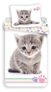 Бяло единично памучно детско спално бельо 140x200 cm Kitten "Colour" – Jerry Fabrics