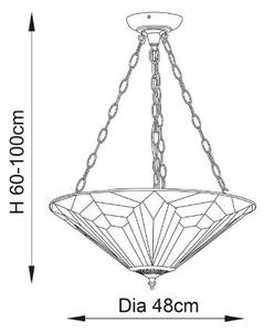 Endon 63936 - Полилей на верига Tiffany ASTORIA 3xE27/60W/230V диаметър 48 см
