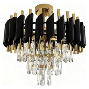Плафонен полилей CRISTAL 5xE14/10W/230V черен/златен