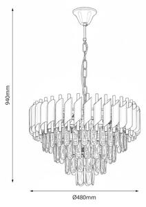 Полилей на верига CRISTAL 7xE14/10W/230V черен/златист