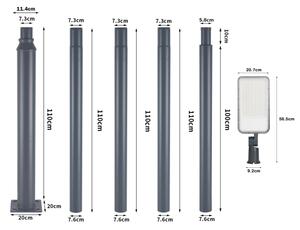 Brilagi-LED Външна лампа с колона и кабел 5 m URBANLIGHT LED/200W/230V антрацит IP65