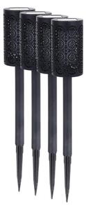 Комплект от 4 LED соларни лампи DECOR LED, 1,2 V, 150 mAh, 3000 K, 39 см, IP44, черни