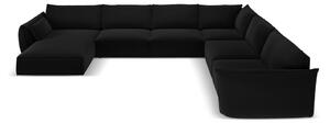 Черен кадифен ъглов диван (десен ъгъл/U форма) Vanda – Mazzini Sofas