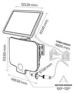 LED прожектор със сензор и слънчев панел ALEX LED/5,5W/3,7V 1200 mAh IP44