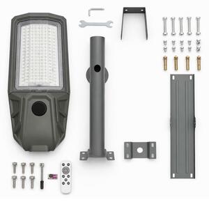 LED димируема улична лампа KOBRA със сензор и соларен панел 400W/24000 mAh IP65 антрацит + дистанционно управление