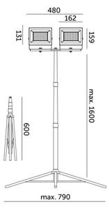 LED Прожектор със стойка TIGRA 2xLED/50W/230V 4000K IP54 черен/жълти
