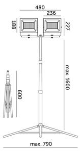 LED Прожектор със стойка TIGRA 2xLED/100W/230V 4000K IP54 черен/жълти
