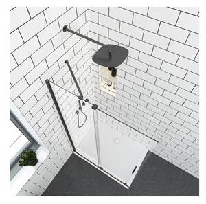 Параван за баня ELGIO BLACK, 80-120х200 см, черен - 80х200 см