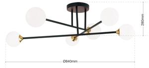 Orion DL 7-786/6 - Полилей за повърхностен монтаж SNOWWHITE 6xG9/20W/230V Ø 84 см черен/златист