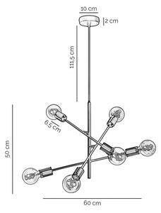 ONLI - Пендел CROSS 6xE27/22W/230V черен/месинг