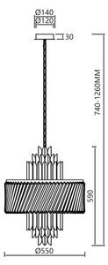 Пендел MARGOT 9xE14/40W/230V Ø 55 см златист