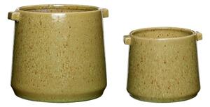 Комплект от 2 зелени керамични саксии Herb - Hübsch