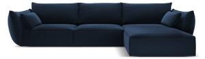 Тъмносин кадифен ъглов диван (десен ъгъл) Vanda – Mazzini Sofas