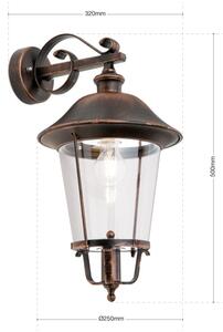 Orion AL 11K/360.01-Екстериорен аплик KENZO 1xE27/100W/230V IP44 бронзов/патина