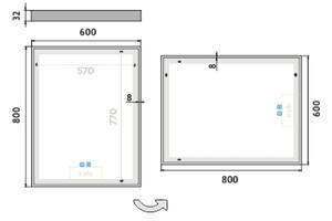 NIMCO ZP 13002VX - LED огледало за баня с вградено осветление 3000-6500K 80x60 см IP44
