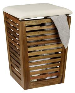 Дървен кош за пране в тъмно естествен цвят 55 l Fondi – Wenko