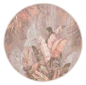 Светлорозов кръгъл килим подходящ за пране ø 80 cm Dusty Leaves – Mila Home