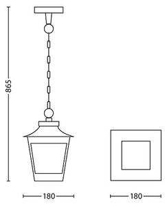 Philips 15406/86/PN - Екстериорен полилей HEDGE 1xE27/60W/230V IP44