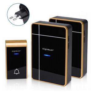 Aigostar - К-кт 2x Безжичен звънец за контакт 230V IP44 черен/меден