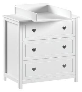 Бял детски скрин с маса за преповиване 90x103x73 cm Amori – Vipack