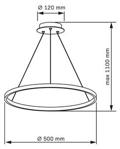 LED Пендел LEA LED/20W/230V 4000K Ø 50 см матов хром