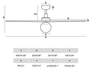 FARO 34282WT-11L-Str. вентилатор KLIML 1xE27/15W/230V бор/черен пр.150см WT+DO