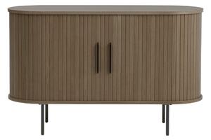 Кафяв скрин от дъбов декор с плъзгащи се врати 120x76x45 cm Nola – Unique Furniture