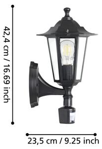 EGLO 22469 - Екстериорен аплик със сензор LATERNA 1xE27/60W черен