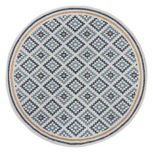 Жълто-син кръгъл килим за открито и закрито ø 160 cm Zia Trellis – Flair Rugs