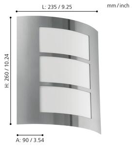 EGLO 88139 - Екстериорна Стенна лампа CITY 1xE27/15W/230V IP44