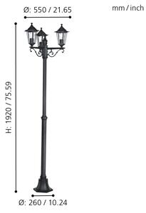 EGLO 22145 - Екстериорна лампа LATERNA 4 3xE27/60W/230V IP44