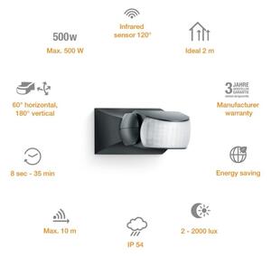 STEINEL 600419 - IS-1 Екстериорен инфрачервен сензор черен IP54
