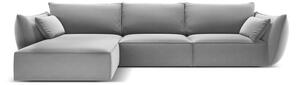 Светлосив кадифен ъглов диван (ляв ъгъл) Vanda – Mazzini Sofas