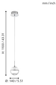 Eglo 93708 - LED висящо осветително тяло MONTEFIO 1 LED/5W/230V