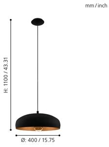 Eglo 94605 - Пендел MOGANO 1xE27/60W/230V