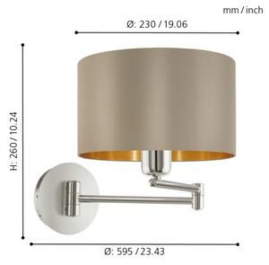 Eglo 95055 - Стенна лампа MASERLO 1xE27/60W/230V