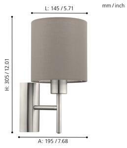 Eglo 94925 - Стенно осветително PASTERI 1xE27/60W/230V таупе