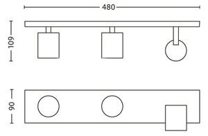 Philips 53093/48/16 - Точково осветително тяло RUNNER 3xGU10/35W/230V