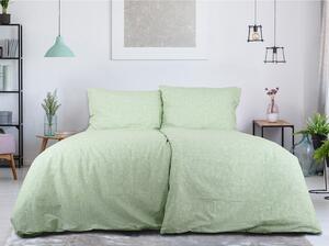 Зелено единично крепирано спално бельо 140x200 cm Green Flowers – B.E.S