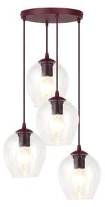 Полилей на кабел ISTAR 4xE27/15W/230V, Ø 40 см, червен/прозрачен