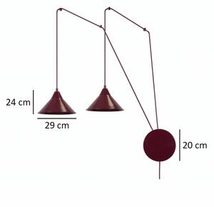 Полилей на кабел ABRAMO 2xE27/15W/230V червен