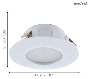 Eglo 95817- вградено LED осветително тяло PINEDA LED/4,9W/230V