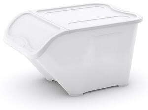 Бяла пластмасова кутия за съхранение с капак 55x39x32 cm All In Box – KIS